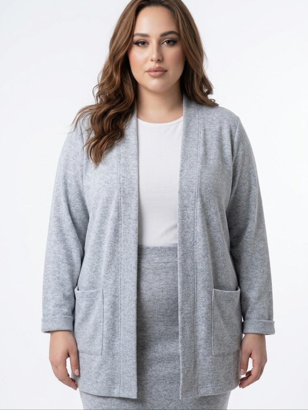 Signature Reitmans Heather Gray Open Cardigan